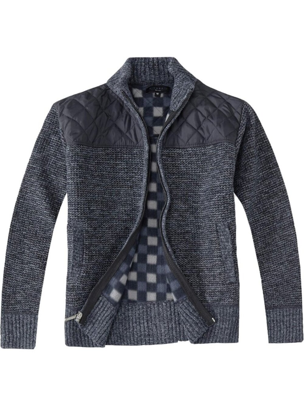 Cozy Boy's Full Zip Cardigan Sweater with Soft Brushed Flannel Lining, Warm Knit